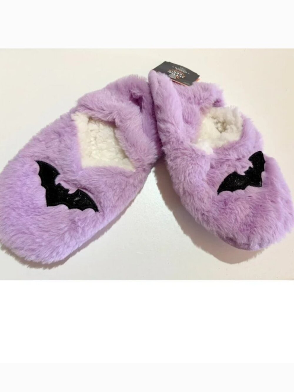 BAT Halloween Slipper Socks Purple Size S/M Shoes Size 5-7 Womens